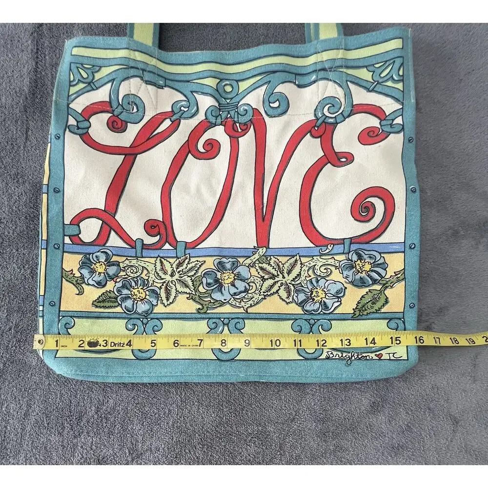 Brighton A Winter’s Love Multicolor Canvas Tote Bag Carryall Reusable Bag NWOT